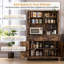  Grand garde-manger autoportant avec tablette à micro-ondes et bar à café - 2 tiroirs, 4 portes, tablettes réglables - Buffet bahut pour salle à manger - couleur rétro