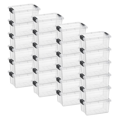 Boîte de rangement transparente Superio avec couvercle, bacs de rangement en plastique de 3,5 pintes pour l'organisation, caisses empilables, sans BPA, non toxiques, sans odeur, organisateurs pour la maison, le bureau, l'école et le dortoir, paquet de 24