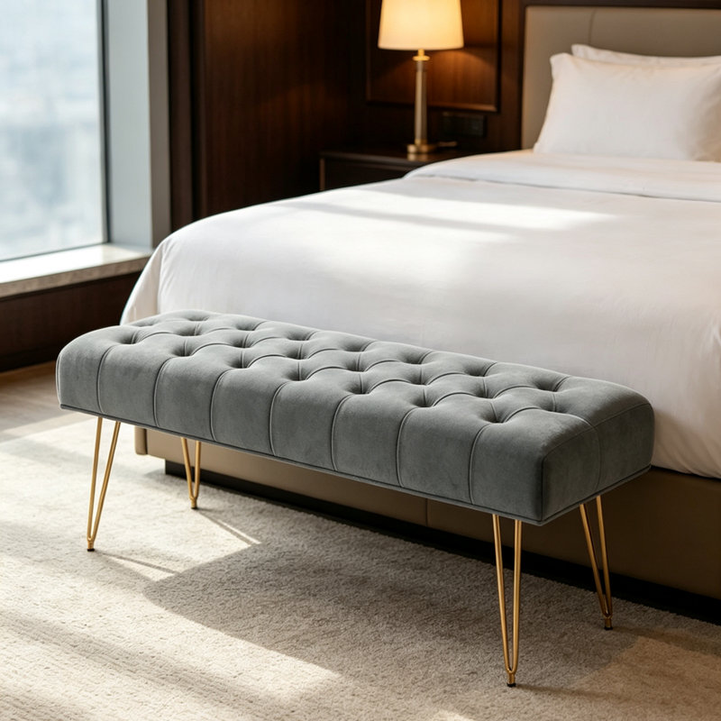 Velvet Upholstered Bench