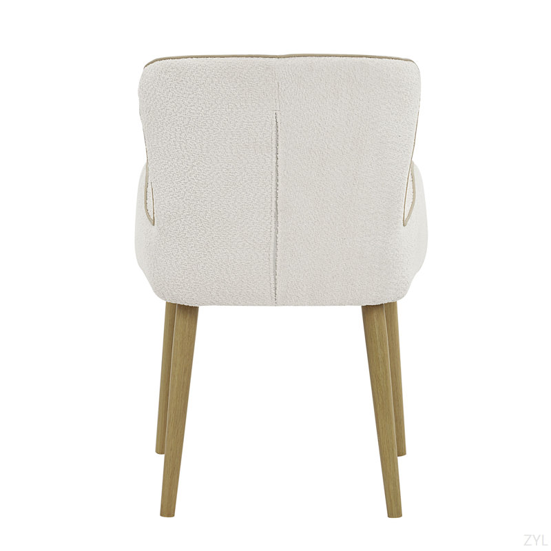 Ensemble de 2 chaises d'appoint beiges bouclés et finition chêne