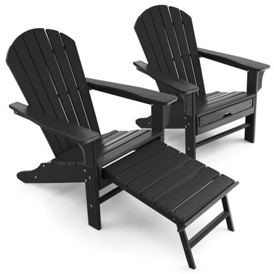 Baughn Plastic/Resin Adirondack Chair with Ottoman by Dovecove