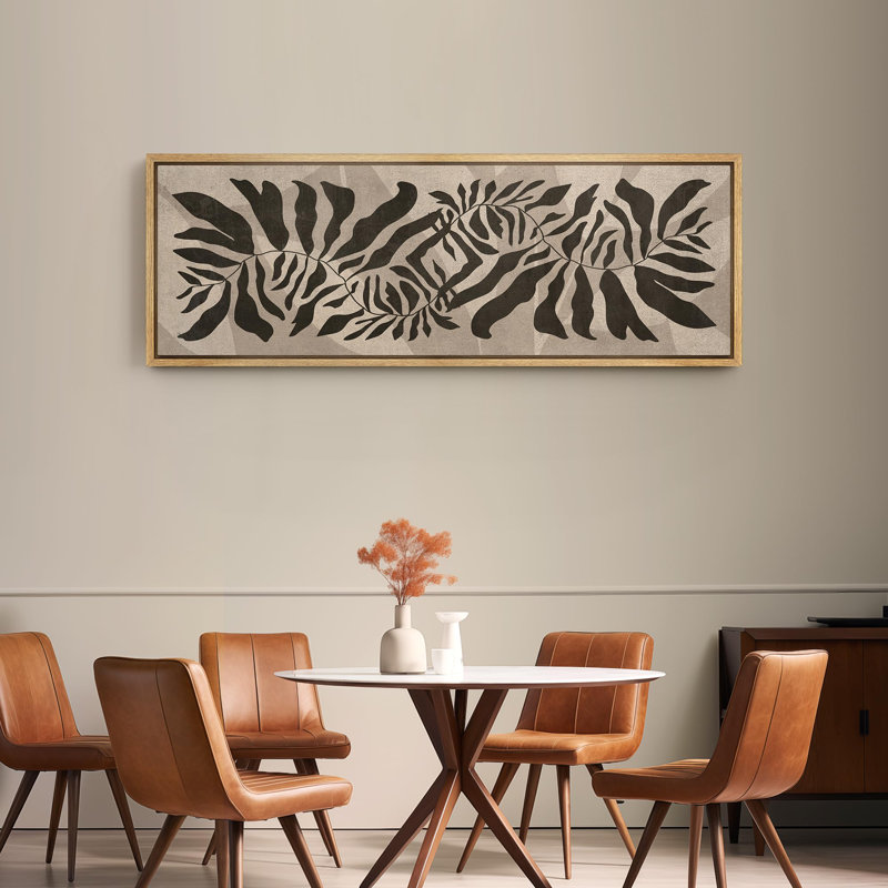 Motif de feuillage botanique abstrait dans la nature, impression sur toile encadrée, H 20 po x l 60 po, Naturel