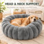 Coussin apaisant rond en peluche avec rebord surélevé, coussin douillet en forme de beigne pour chats et chiens, gris-2143906143