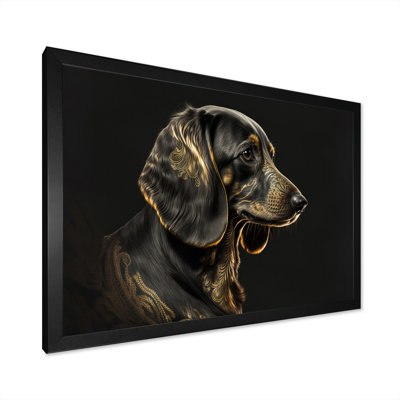 Portrait d'un teckel glam noir VI - reproduction sur toile