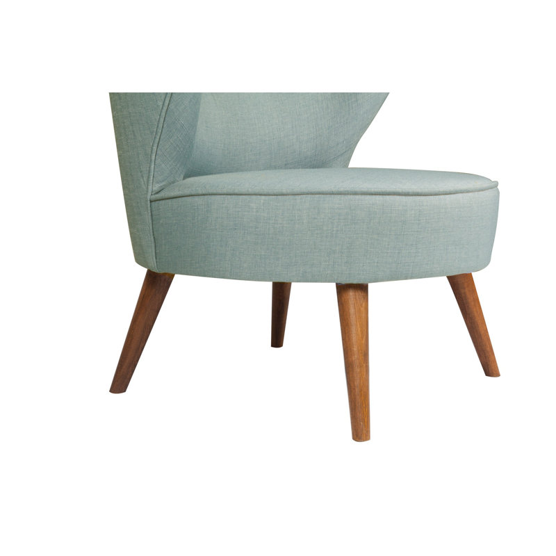 Fauteuil à oreilles bleu indigo avec structure en bois massif, 29,5 po x 29,1 po x 29,1 po | 100% polyester, 32 coussins en mousse | Conception scandinave rustique facile à nettoyer | Parfait pour la décoration d'hôtel et de maison