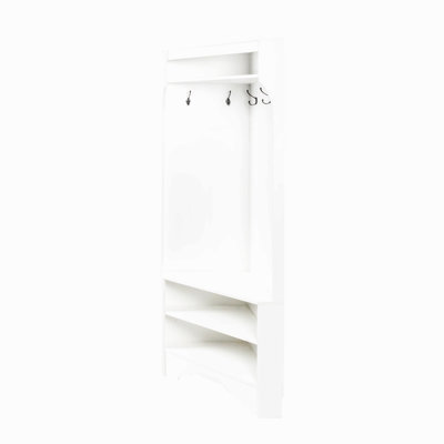 Arbre d'entrée minimaliste avec banc à chaussures, portemanteau polyvalent avec 4 crochets, armoire d'angle avec tablette réglable pour le couloir et le salon