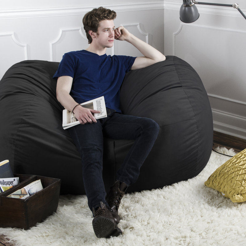 5.5 Foot Lounger Bean Bag Loveseat, Black