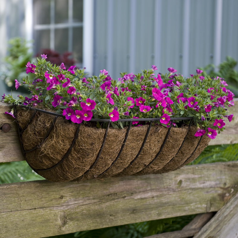 Ubalda Metal Railing Planter, 8.5" H x 24" W x 9" D