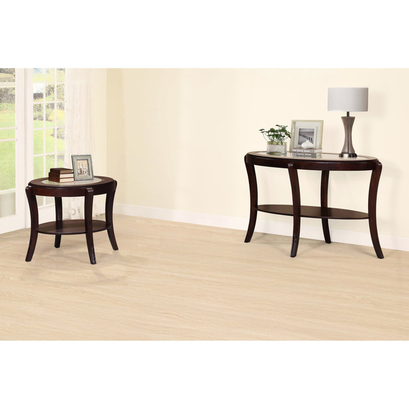 Console 1 pièce Espresso / Cerisier foncé Canapé traditionnel avec tablette de rangement en verre trempé de 5 mm