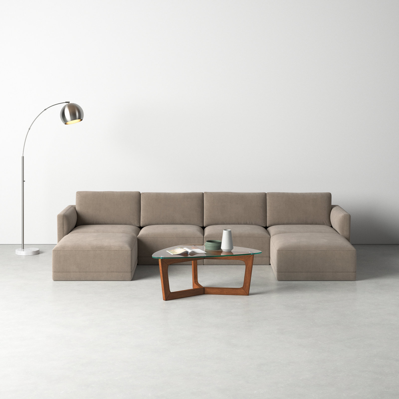 Deirdre Modular Upholstered U-Sectional, Taupe Velvet