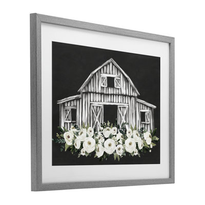 «Cented Floral Farmhouse», reproduction sous verre encadrée, lettrée et doublée