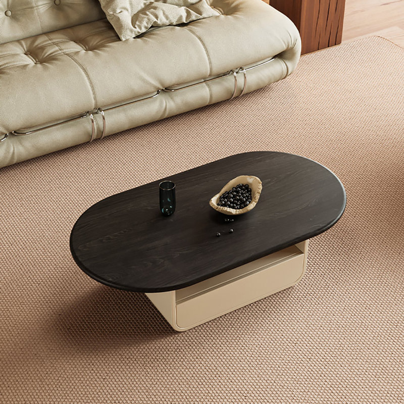 Table à thé Nordic Wabi-Sabi, Noir, noir, noir, noir, Beige, H 15,7 po x L 51,2 po x l 25,6 po