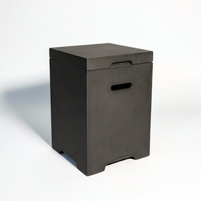 Propane Tank Cover Table, Outdoor Cylinder Hideaway Table for Gas Fire Pit and Gas Griddle, Outdoor Side Table for Fire Pit, Light Concrete, Dark Grey