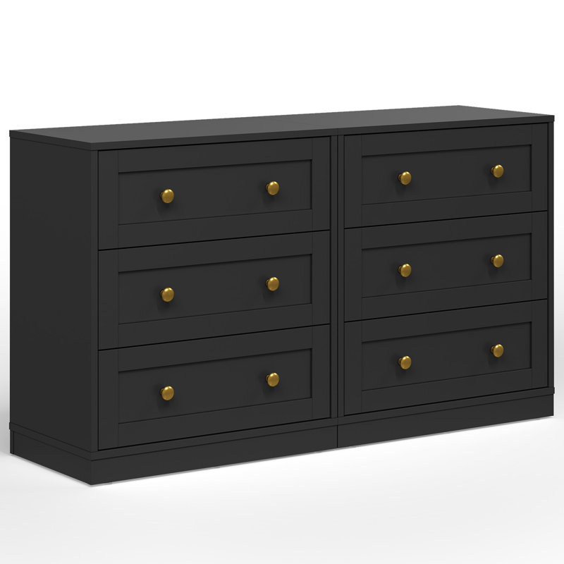 Large Nightstand With 3 Spacious Drawers,Set of 2, Black