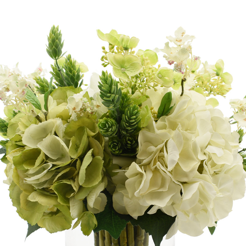 Green and White Hydrangea Arrangement