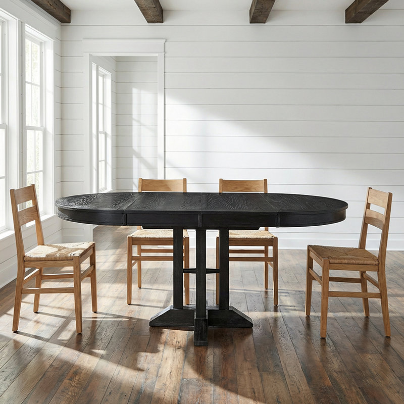 Table de salle à manger extensible Farmhouse, Noir