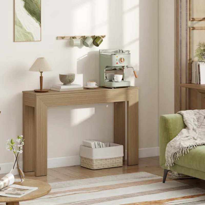 Console de 47 po de style console étroite moderne de 47 po avec finition en bois naturel pour le couloir et le salon