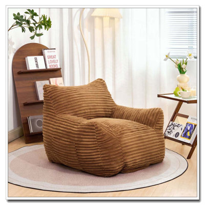 Upholstered Corduroy Accent Chair,Bean Bag Chair, Lounge Lazy Floor Sofa Chair for Living Room, Bedroom & Dorm