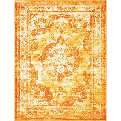 Sandrine Ikat Area Rug in Orange