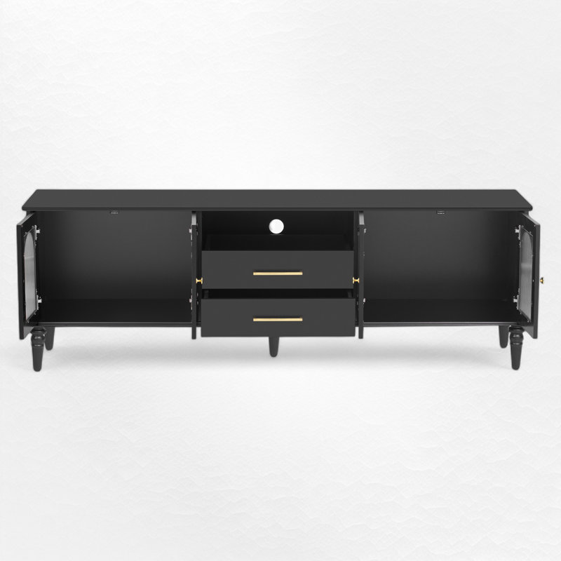 Meuble télé pour téléviseur de 78 po ou moins, Noir, noir, noir, noir