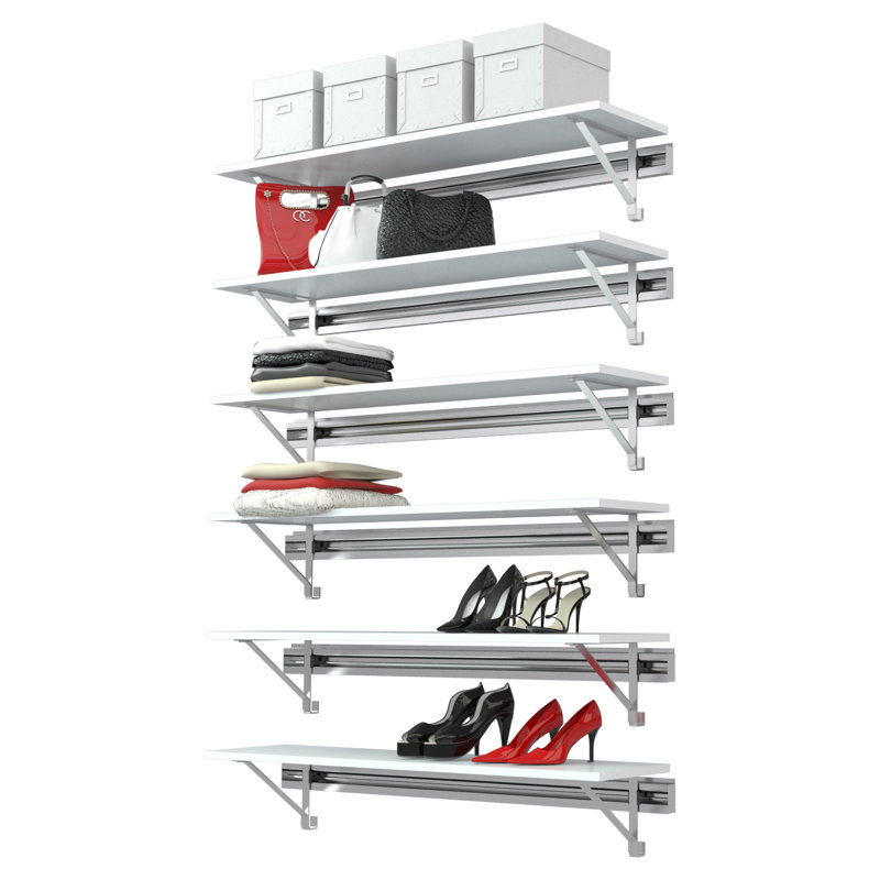 Single Wall Mounted Closet Shelf (SHELF ONLY - no hang), White, 8.75" x 44" x 12.25"