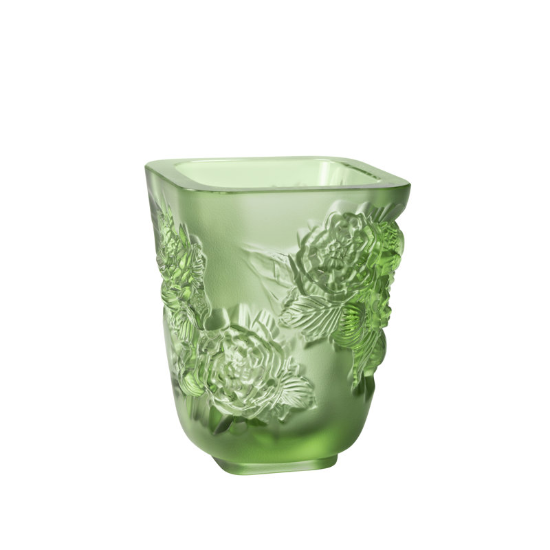 Pivoines Handmade Crystal Table Vase, 5.51" H x 4.72" W x 4.72" D, Amber
