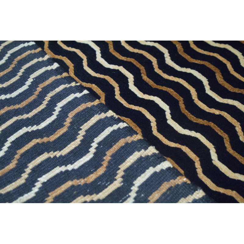 Hand-Knotted High-Quality Black Area Rug