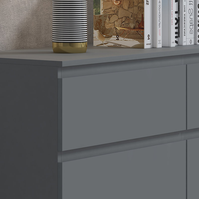 Carlton 6 Drawer Chest Of Drawers. 110cm Wide. 3+3 Configuration. Matt Finish. Scratch Resistant. Modern No Handle Design.