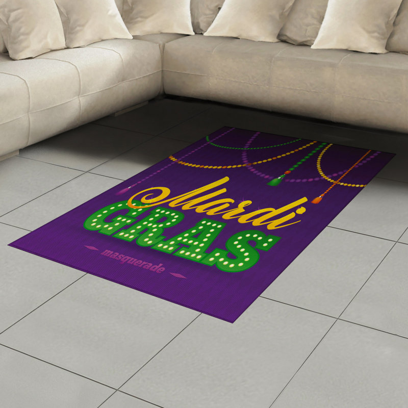 Mardi Gras High Density Long Fiber Poly Threads Decorative Area Rug Carpet, Rectangle 4' x 5'8"