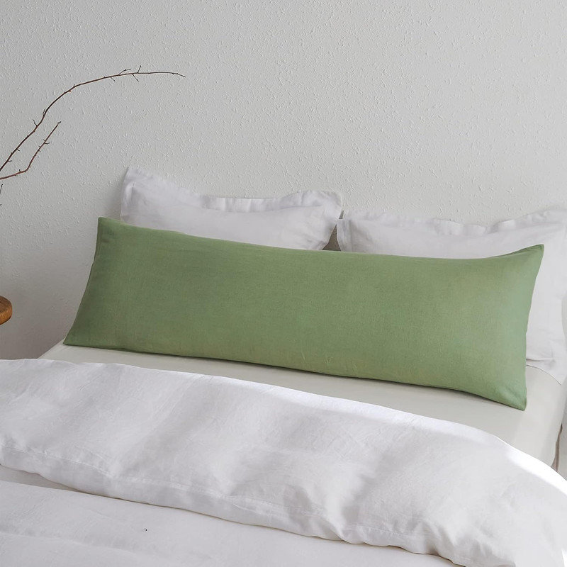 Body Pillow Cover 20" X 54",100% Pure Linen, Sage Green