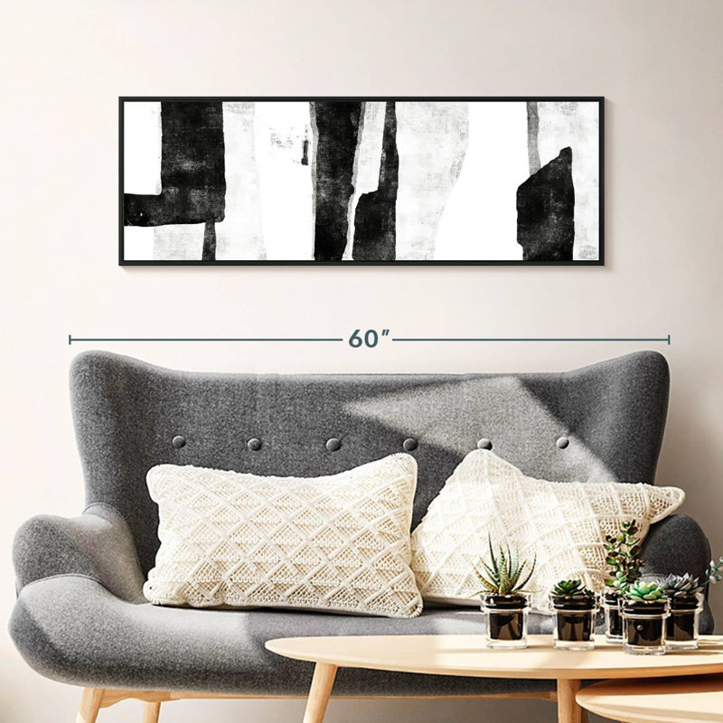 Blanc à noir Wildman II, 43 po x 15 po, Cadre flottant noir