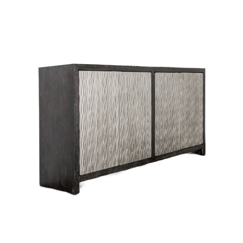 Buffet Betie, 72 po, acier vieilli, bois noir