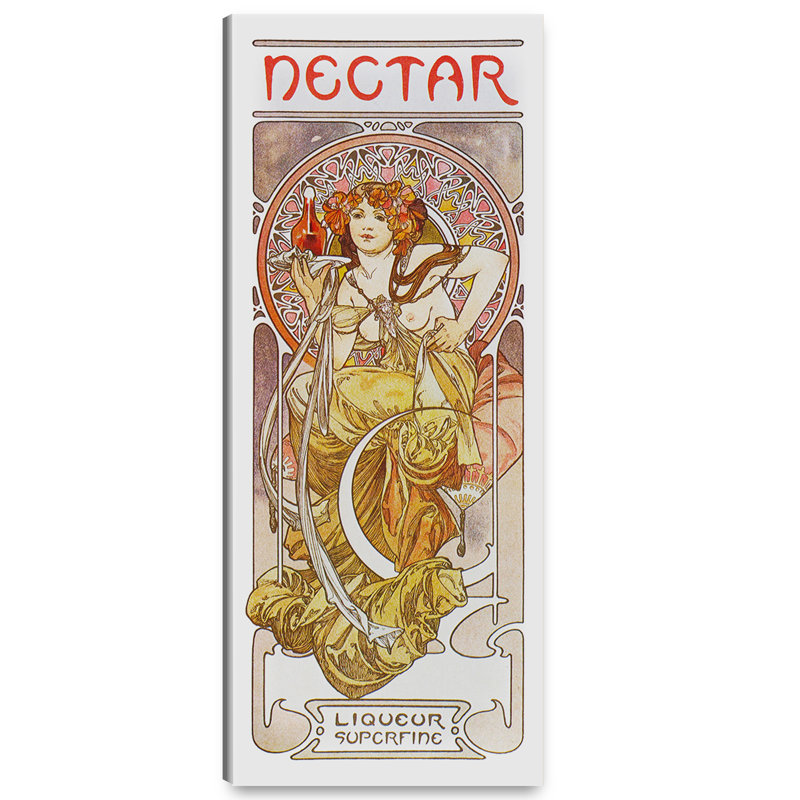 Nectar (1899) par Alphonse Mucha, art mural pour décor de bureau à domicile, estampe numérique sur toile 30 x 12 pouces