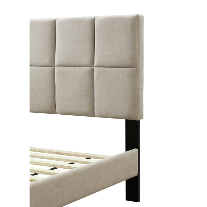 Charging Full Sized Bed In A Box - Gray Upholstered Squares Charging,