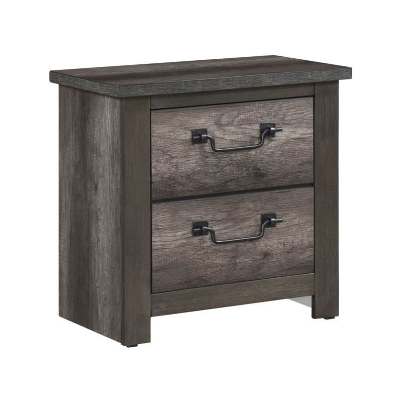 Table de chevet avec rangement à 2 tiroirs gris