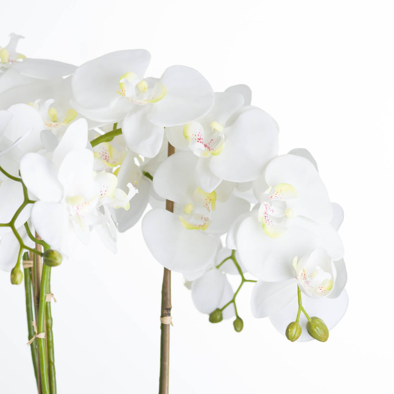 90cm Faux Flowering Plant in Stone Pot