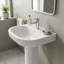 Lavabo sur pied en céramique blanche 22 po x 17 po, lavabo de salle de bain autoportant avec trop-plein, ensemble lavabo profond pour salle de bain d'invité et salle de bain d'invités, 3 trous de 8 po-130366373
