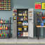 Armoire de rangement en métal 71 po avec roulettes - Armoire de rangement robuste pour outils pour la maison, le bureau, l'école et le garage, noir / gris