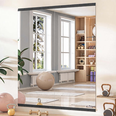 Home Gym Mirror, 2 PCS 71x31 Inch Frameless Tempered Glass Workout Mirrors Full Body Mirror for Wall Mount Ideal for Yoga Workout Bedroom Dance Studio Garage