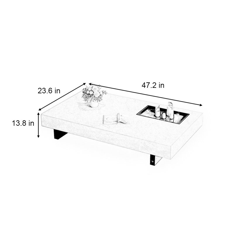 Table basse flottante simple, H 13,8 po x L 47,2 po x l 23,6 po