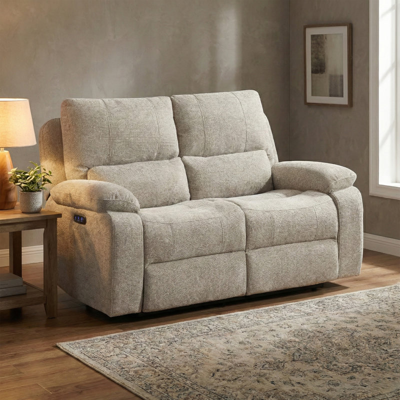 Tation Chenille Electric 2 Seater Reclining Sofa, Fossil
