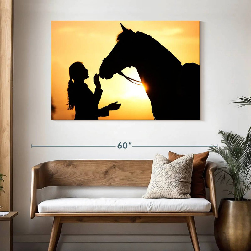 Cheval et fille Brampt, H 32 po x l 48 po
