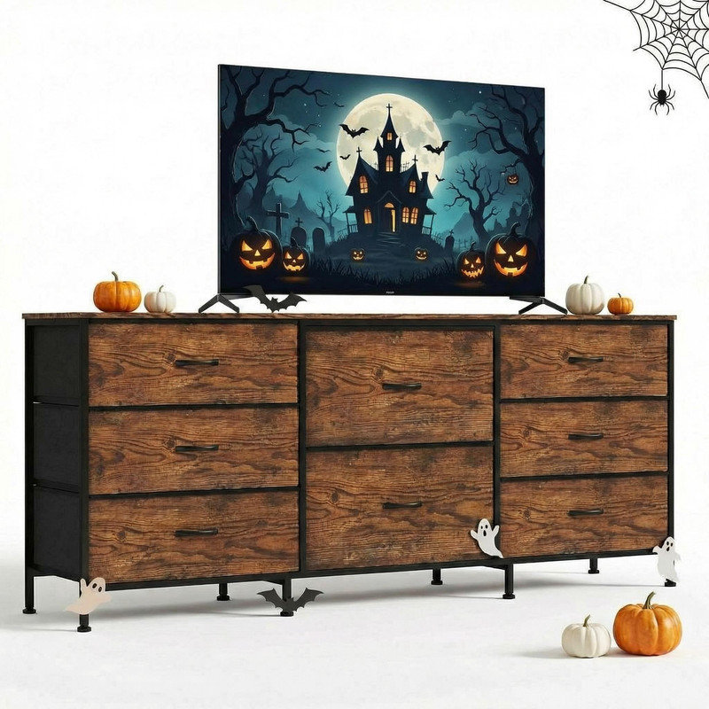 160 cm W Chest of 8 Drawers, Brown