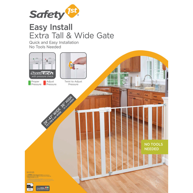White Extra Tall & Wide Pressure Mounted Baby Gate