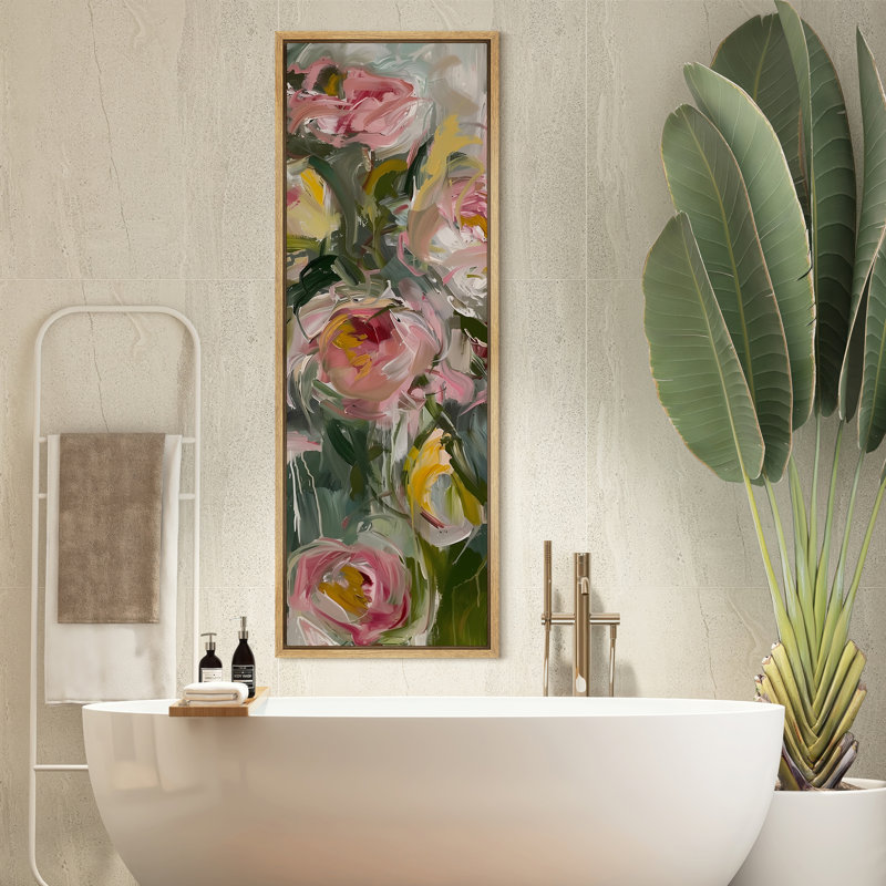 Doux bouquet floral abstrait rose - grande impression sur toile encadrée de la chambre principale, Naturel