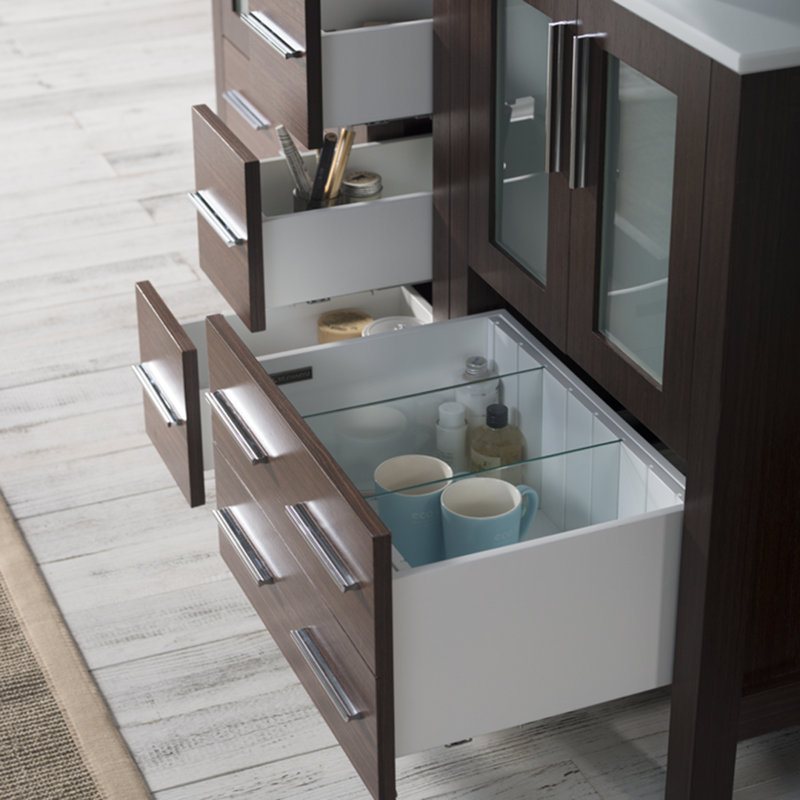 Ensemble de meuble-lavabo double 60 "avec miroir Mance, Wengé