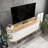 Modern Scandinavian TV Stand, Oud Oak & White, 55.1 x 16.9 x 25.2 inches | 100% Melamine Coated Particle Board, Thickness: 0.7 inches | Stylish & Functional Design for Living Room, Easy Assembly, Durable Finish