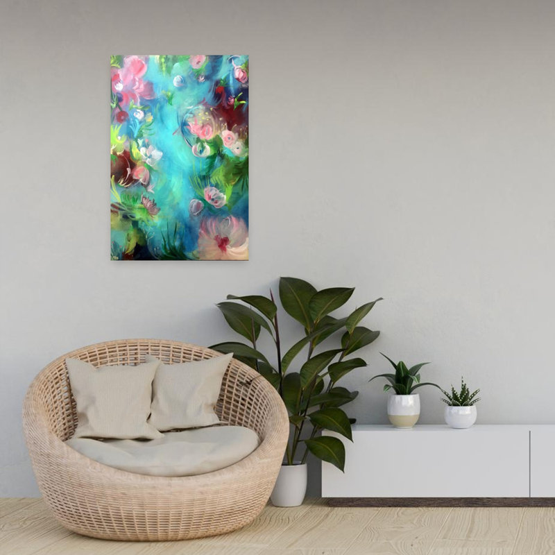 Art mural abstrait fleur de rêve, H 24 po x l 16 po