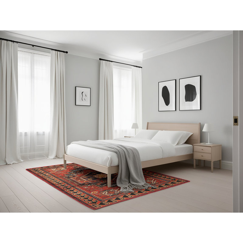 Tapis traditionnel rouge / brun Esenler, Rectangle 5 pi x 7 pi