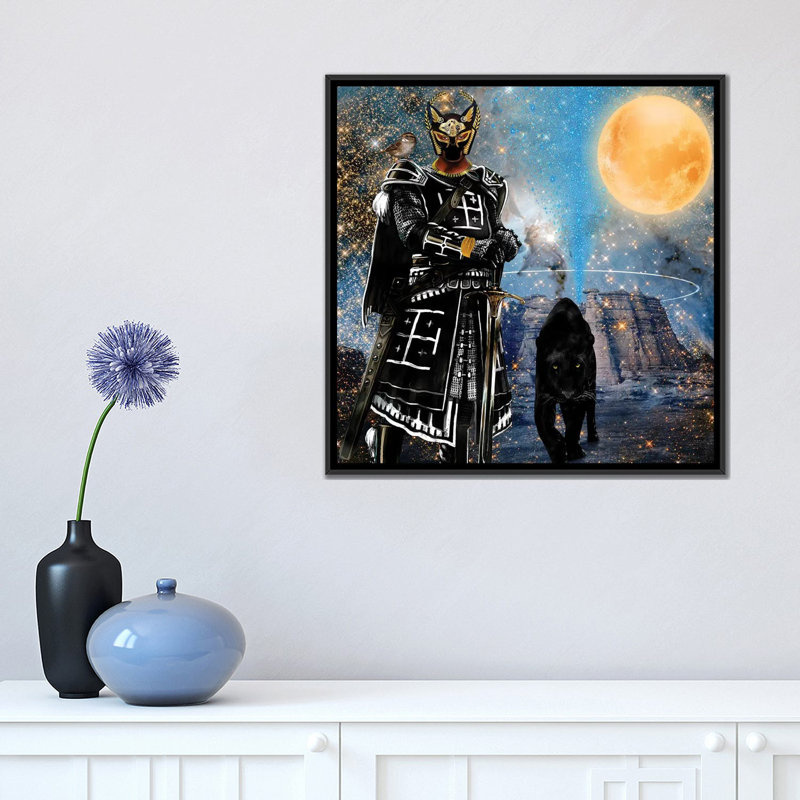 «Égyptien noir chevalier» par Yvonne Coleman Burney - impression d'art graphique, H 18 po x l 18 po x 1,5 po, Pas de tapis